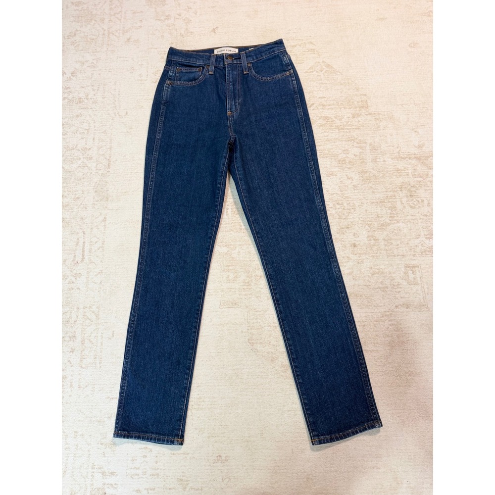 Denim Forum The Anjelica High Rise Slim Jeans Dark Wash Blue Size 26